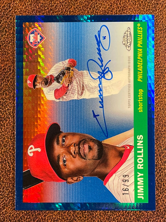 Jimmy Rollins - 2025 Topps Chrome Platinum - BLUE Prism Refractor AUTO /99 - Phillies