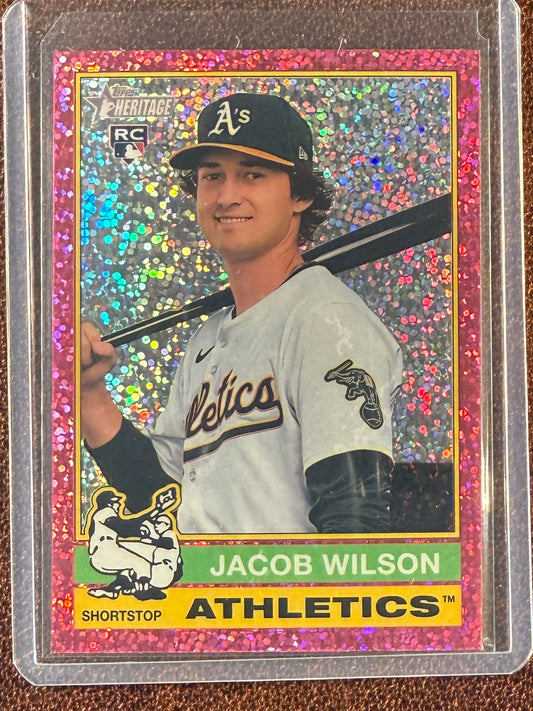 Jacob Wilson - 2025 Topps Heritage - Pink Sparkle - Athletics