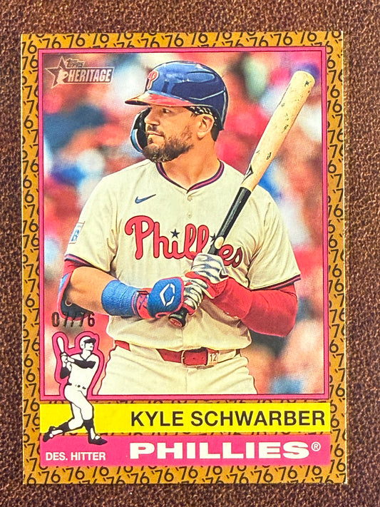 Kyle Schwarber - 2025 Topps Heritage - Color of the Year /76 - Phillies