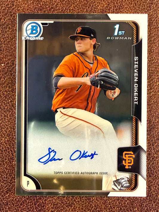 Steven Okert - 2015 Bowman - Chrome 1st Bowman AUTO (*Print line*) - Giants