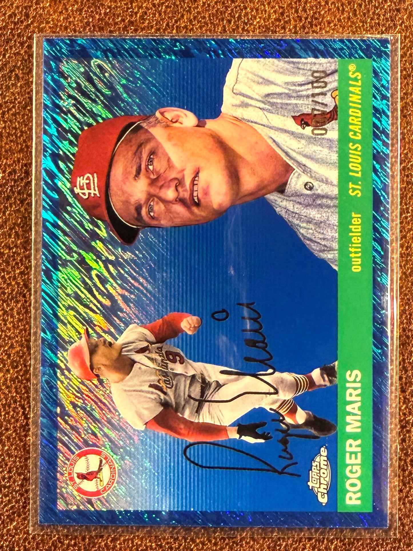 Roger Maris - 2025 Topps Chrome Platinum - BLUE Shimmer Refractor /100 - Cardinals