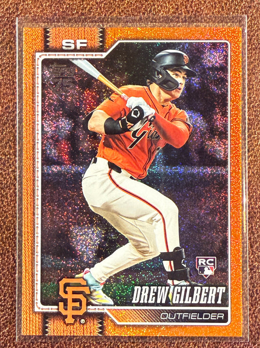 Drew Gilbert - 2026 Topps Series 1 - Rookie ORANGE Sandglitter /25 - Giants