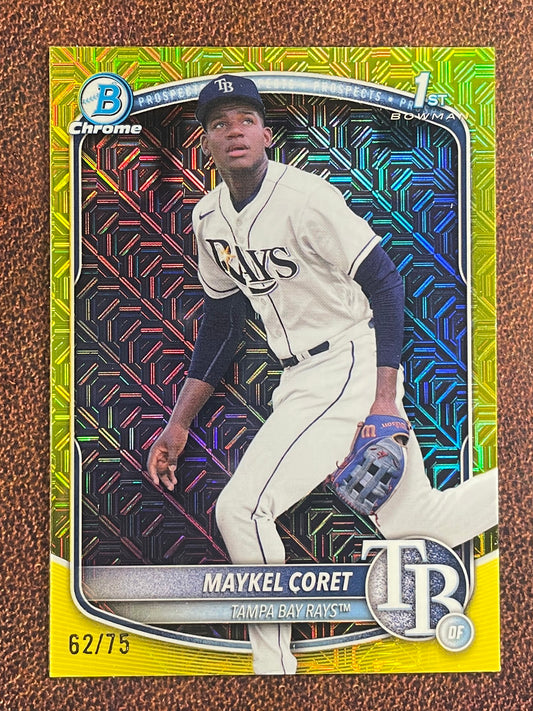 Maykel Coret - 2025 Bowman Chrome - YELLOW 1st Bowman MOJO /75 - Rays