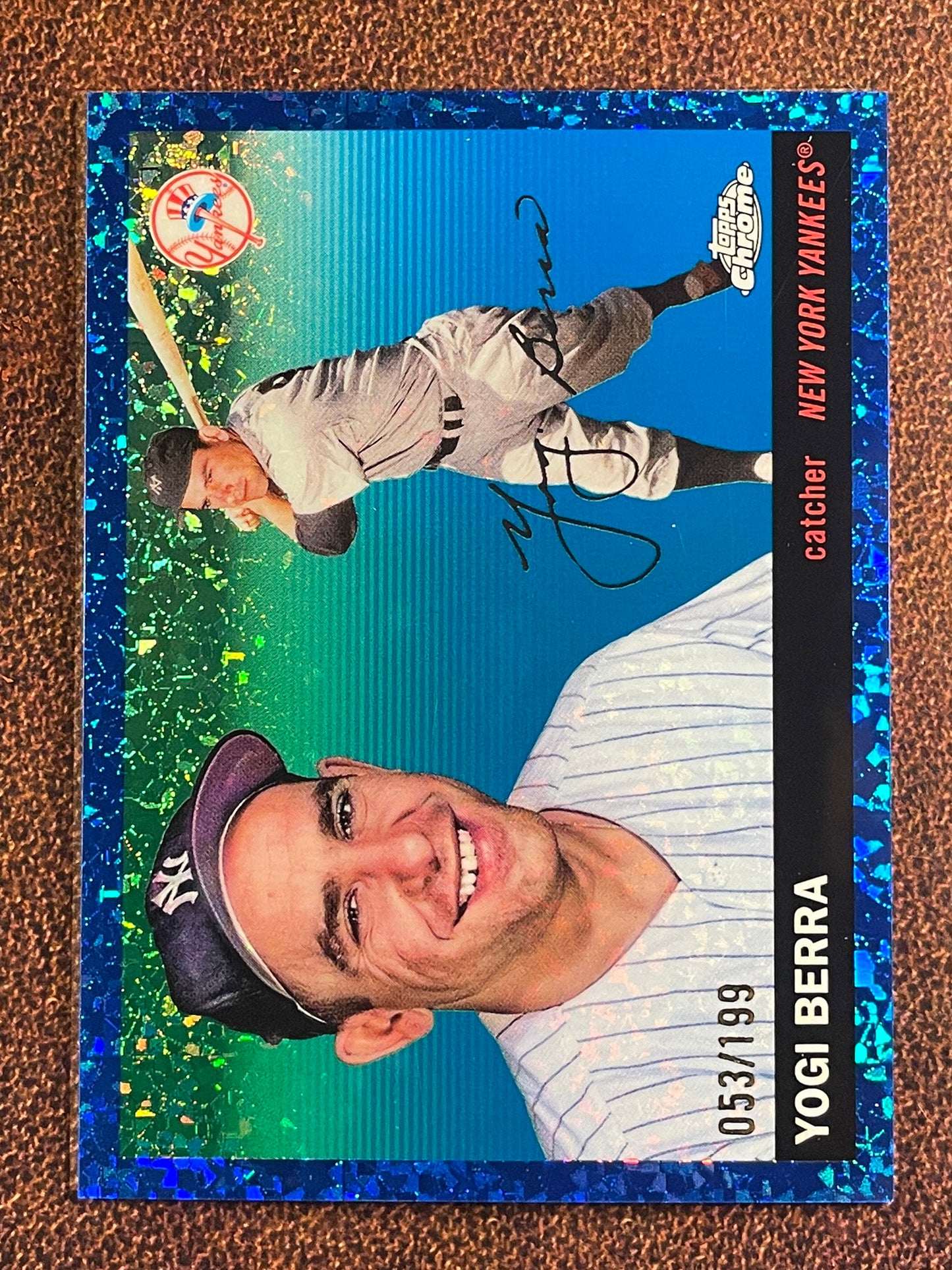 Yogi Berra - 2025 Topps Chrome Platinum - BLUE Mini Diamond Refractor /199 - Yankees