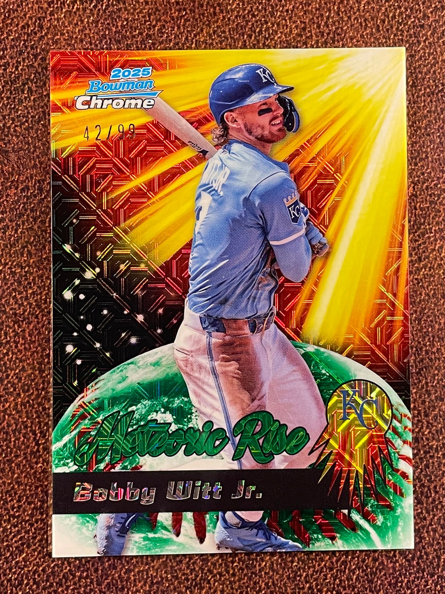 Bobby Witt Jr. - 2025 Topps - GREEN Meteoric Rise /99. - Royals