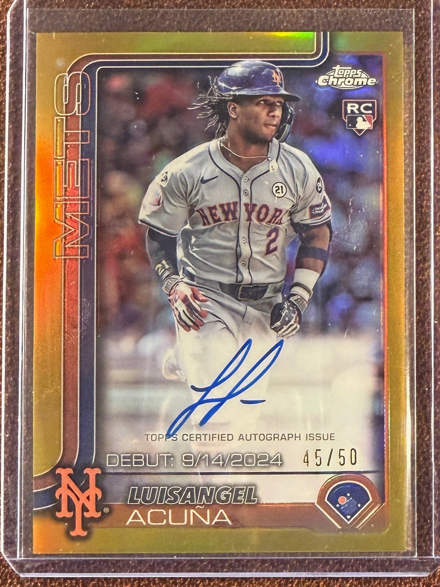 Luisangel Acuna - 2025 Topps Chrome - Rookie GOLD Refractor AUTO /50 - Mets