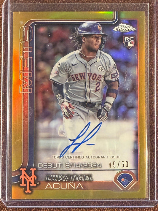 Luisangel Acuna - 2025 Topps Chrome - Rookie GOLD Refractor AUTO /50 - Mets