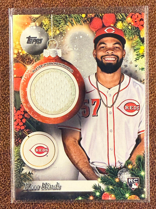 Rece Hinds - 2025 Topps Holiday - Rookie RELIC - Reds