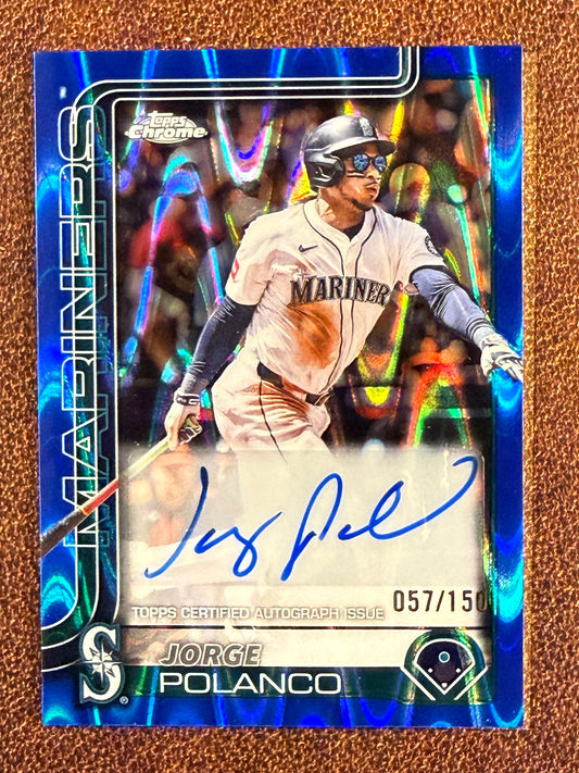 Jorge Polanco - 2025 Topps Chrome Update - BLUE Raywave /150 AUTO - Mariners