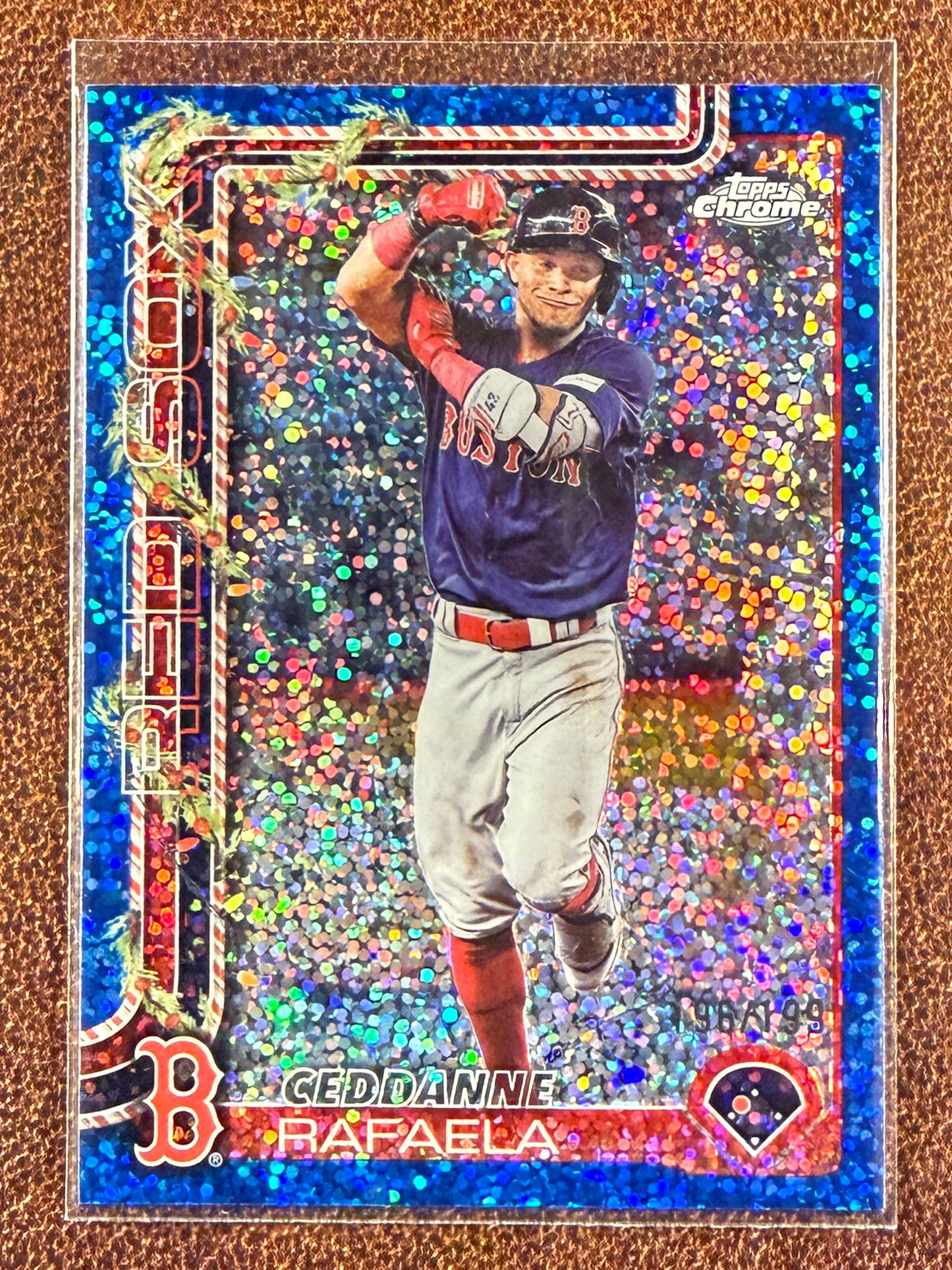 Ceddanne Rafaela - 2025 Topps Holiday - BLUE /199 - Red Sox