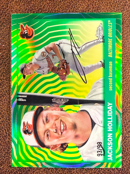 Jackson Holliday - 2025 Topps Chrome Platinum - GREEN Vibrations Refractor /99 - Orioles