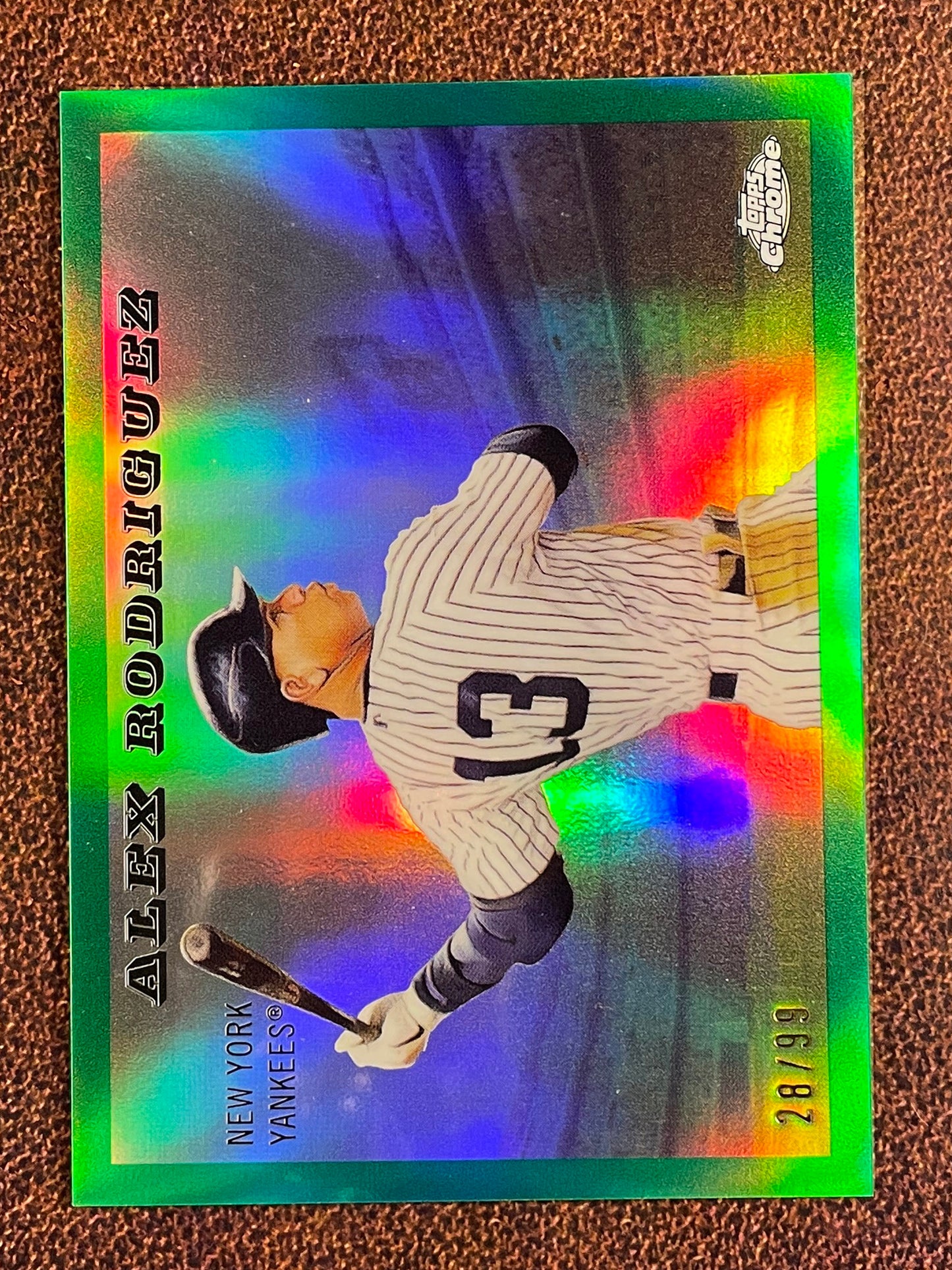 Alex Rodriguez - 2025 Topps Chrome Platinum - GREEN Rails & Sails Refractor /99 - Yankees