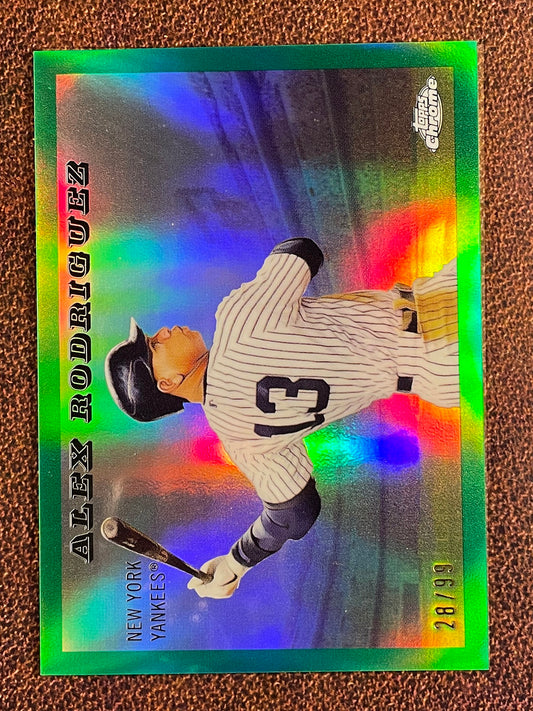 Alex Rodriguez - 2025 Topps Chrome Platinum - GREEN Rails & Sails Refractor /99 - Yankees