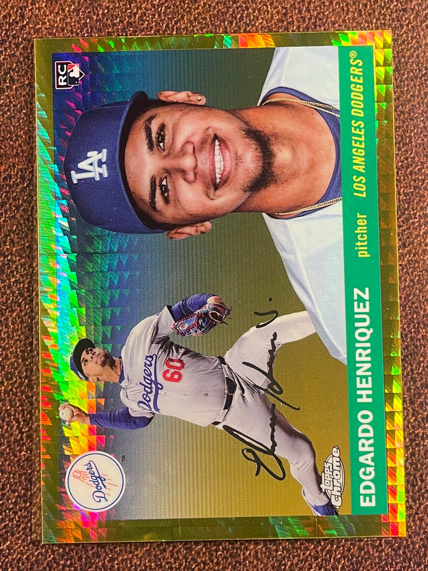 Edgardo Henriquez - 2025 Topps Chrome Platinum - GOLD Prism Refractor /50 - Dodgers