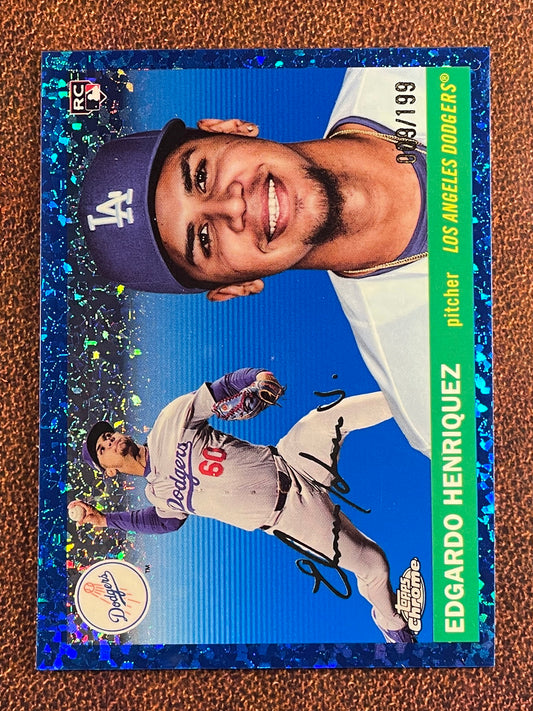 Edgardo Henriquez - 2025 Topps Chrome Platinum - BLUE Mini Diamond Refractor /199 - Dodgers