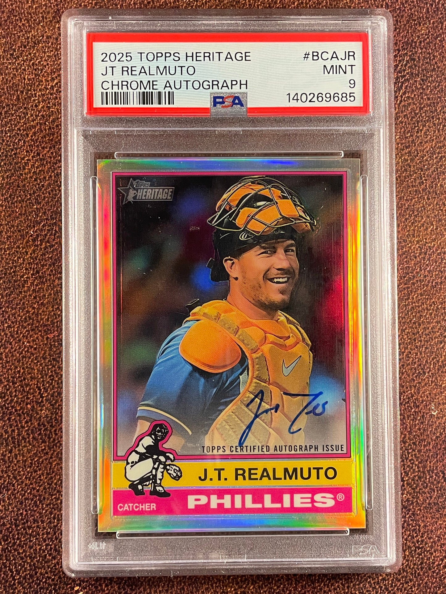 J.T. Realmuto - 2025 Topps Heritage - Chrome AUTO (PSA 9) - Phillies