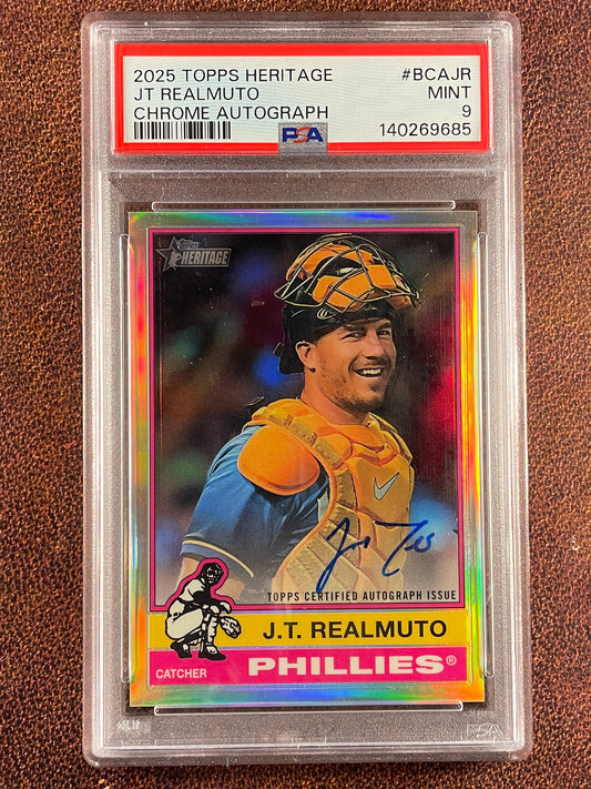 J.T. Realmuto - 2025 Topps Heritage - Chrome AUTO (PSA 9) - Phillies