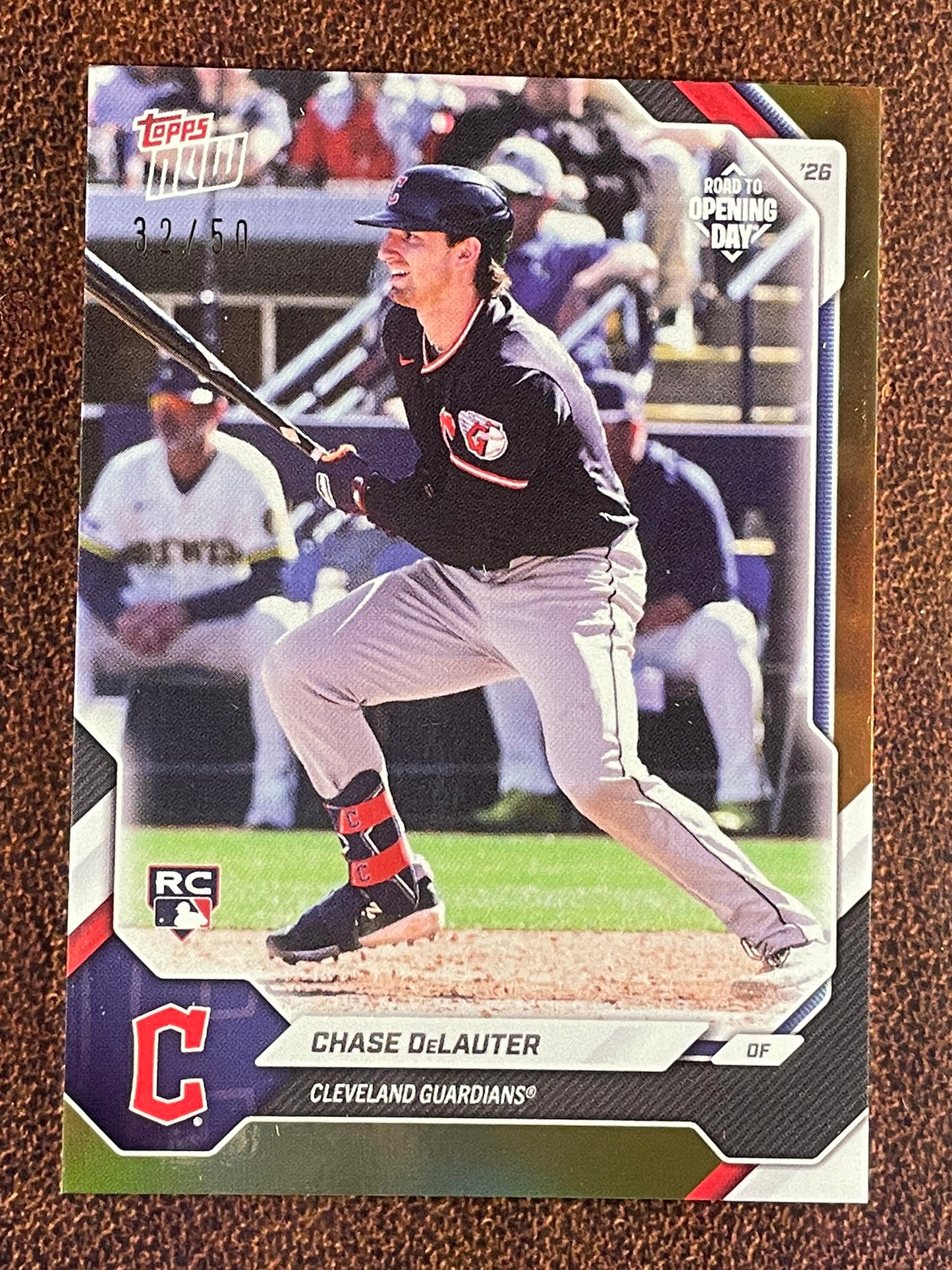 Chase DeLauter - 2026 Topps Now Road to Opening Day - GOLD Foil /50 - Guardians