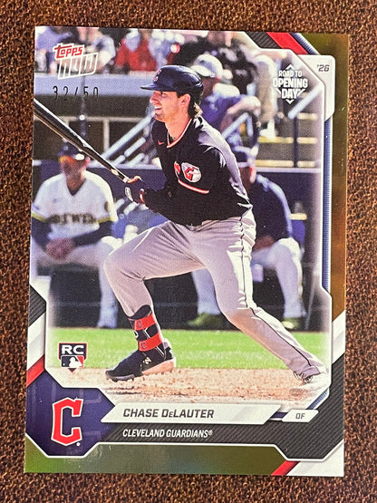 Chase DeLauter - 2026 Topps Now Road to Opening Day - GOLD Foil /50 - Guardians