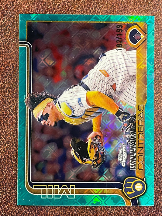 William Contreras - 2025 Topps Chrome - AQUA Logofractor /199 - Brewers