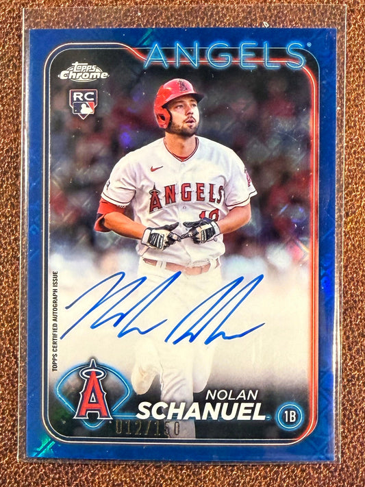 Nolan Schanuel - 2024 Topps Chrome - BLUE Logofractor AUTO /150 - Angels