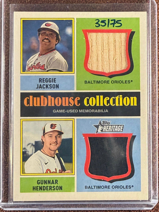 Reggie Jackson/Gunnar Henderson - 2025 Topps Heritage - Dual RELIC /75 - Orioles