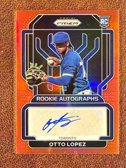 Otto Lopez - 2022 Panini Prizm - Rookie RED AUTO /99 - Blue Jays