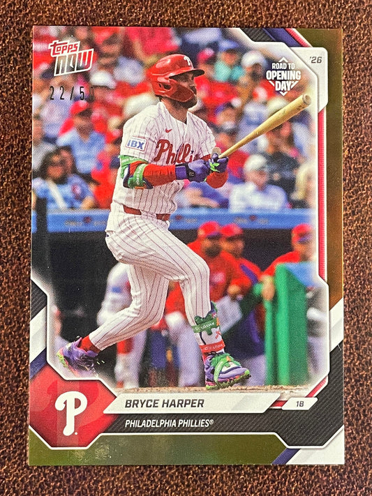 Bryce Harper - 2026 Topps Now Road to Opening Day - GOLD Foil /50 - Phillies