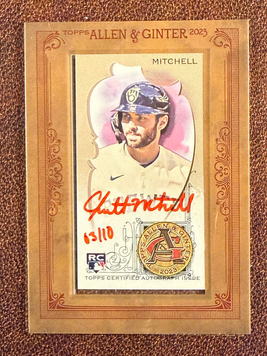 Garrett Mitchell - 2023 Allen & Ginter - Rookie Framed RED Ink AUTO /10 - Brewers