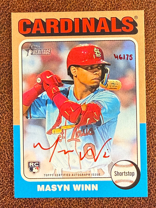 Masyn Winn - 2024 Topps Heritage - Real One RED INK AUTO /75 - Cardinals
