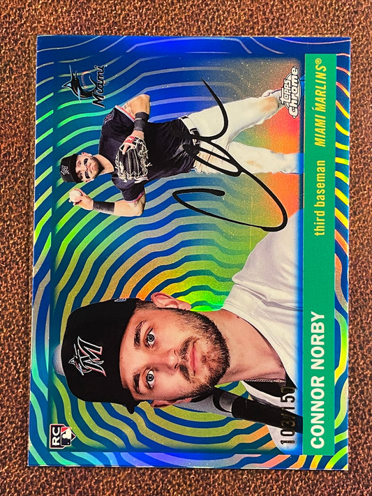 Connor Norby - 2025 Topps Chrome Platinum - BLUE Vibrations Refractor /150 - Marlins