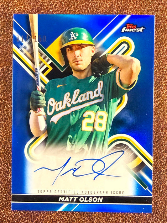 Matt Olson - 2022 Topps Finest - BLUE AUTO /150 - Athletics