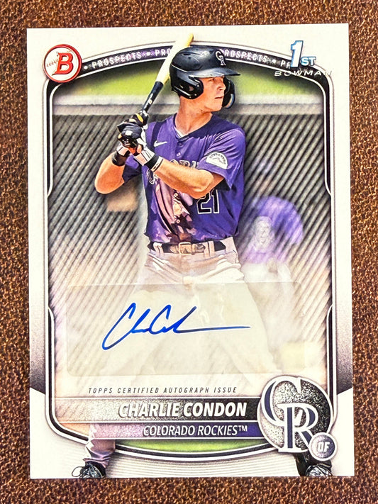 Charlie Condon - 2025 Bowman - PAPER 1st Bowman AUTO - Rockies