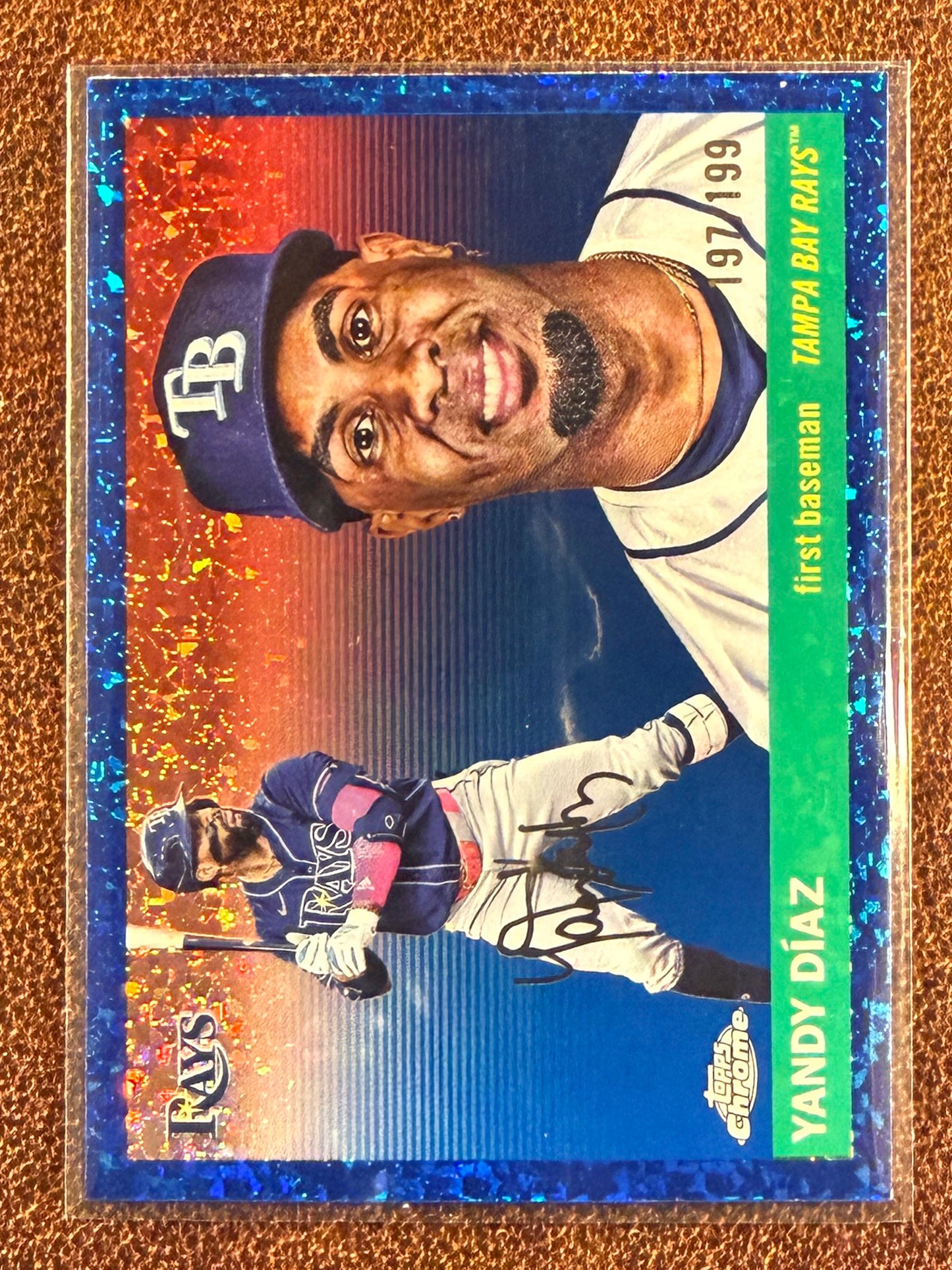 Yandy Diaz - 2025 Topps Chrome Platinum - BLUE Mini Diamond Refractor /199 - Rays