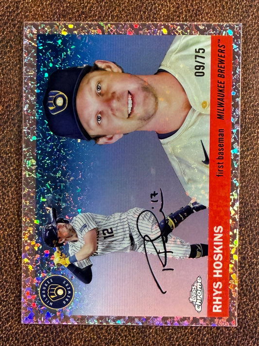 Rhys Hoskins - 2025 Topps Chrome Platinum - ROSE GOLD Mini Diamond /75 - Brewers