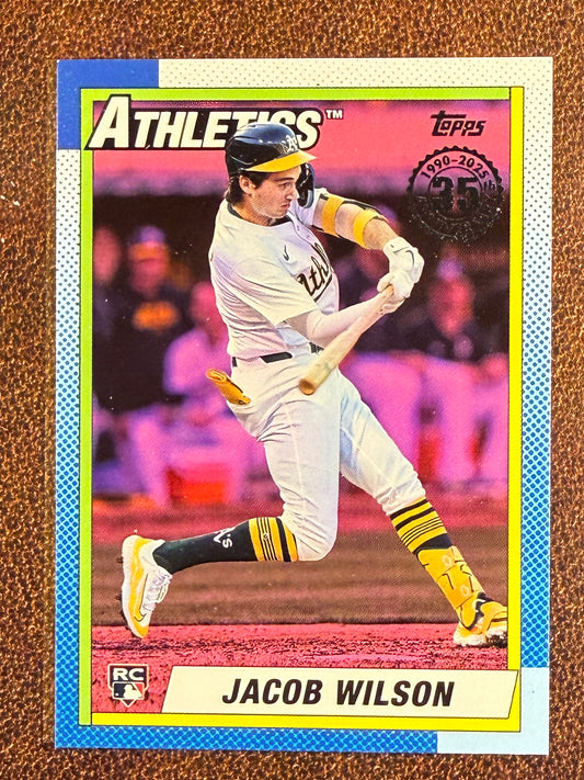 Jacob Wilson - 2025 Topps Series 1 - PINK 1990 Rookie (*Corner Whiting*) - Athletics