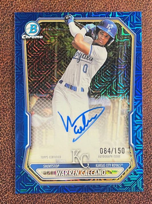 Warren Calcano - 2026 Bowman Chrome - BLUE Mojo AUTO /150 - Royals