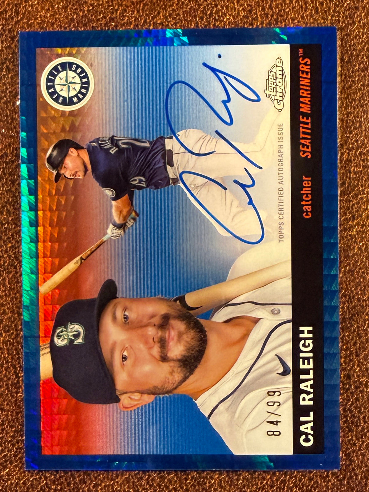 Cal Raleigh - 2025 Topps Chrome Platinum - BLUE Prism AUTO /99 - Mariners