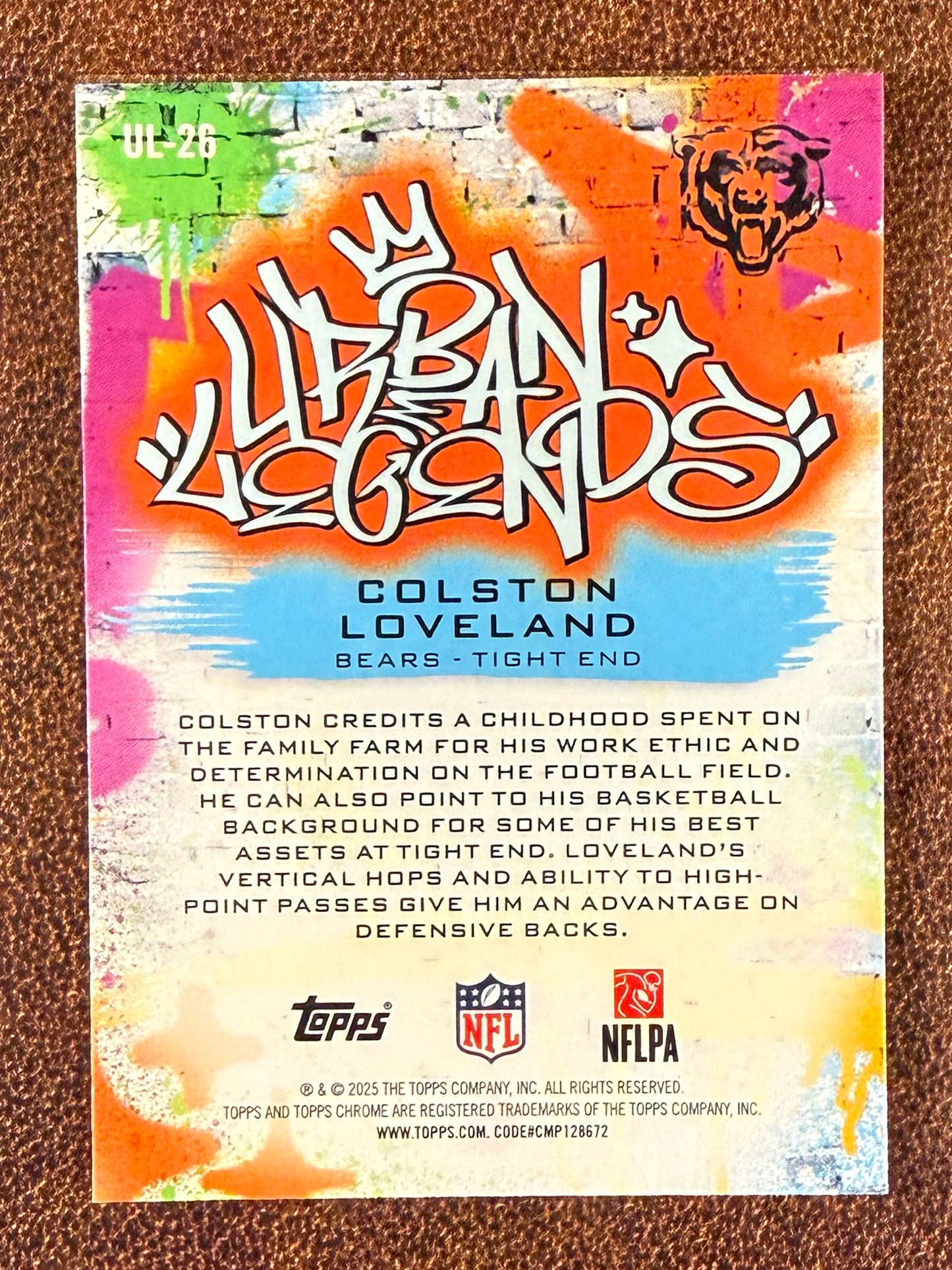 Colston Loveland - 2025 Topps Chrome - Urban Legends SSP - Bears