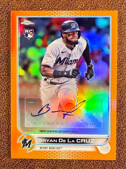 Bryan De La Cruz - 2022 Topps Chrome - Rookie ORANGE AUTO /25 - Marlins
