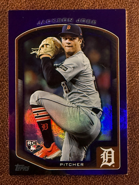 Jackson Jobe - 2025 Topps - Rookie PURPLE Refractor /75 (*Bottom Right Corner Issue*) - Tigers