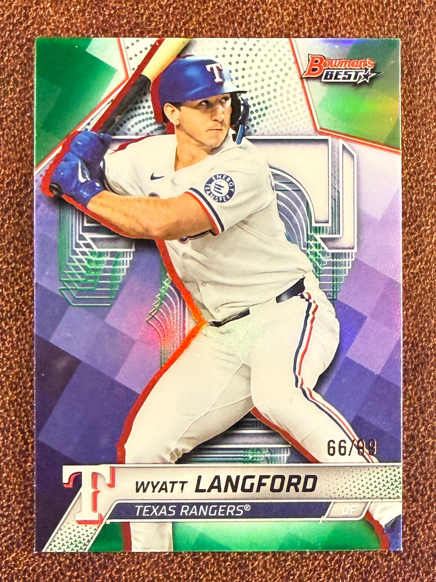 Wyatt Langford - 2025 Bowmans Best - GREEN /99 - Rangers