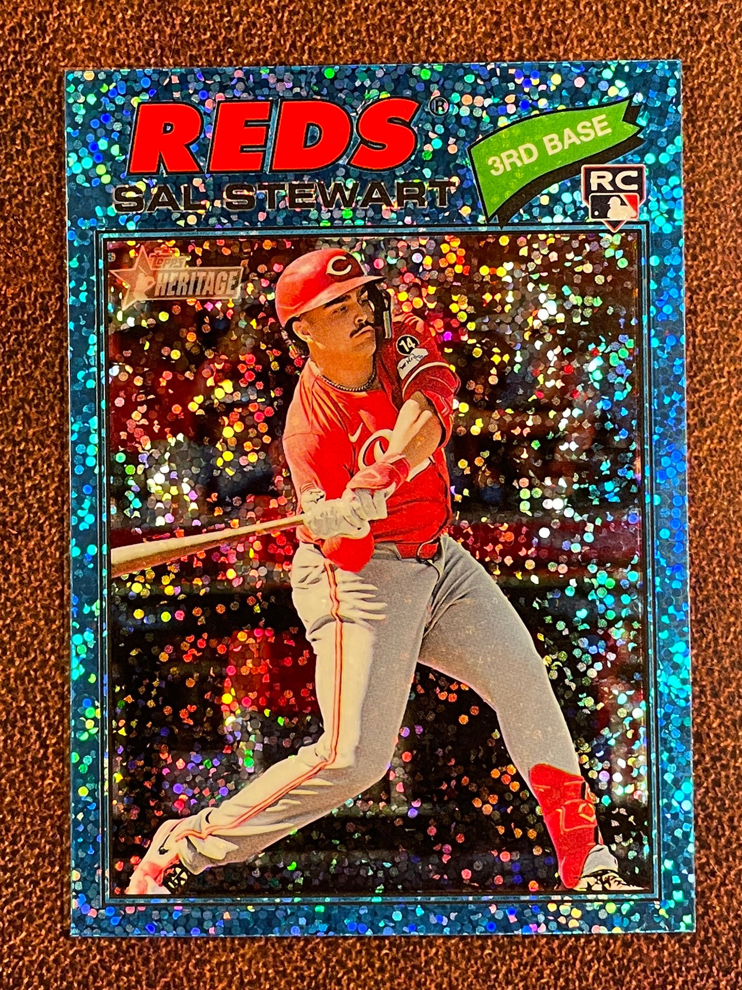 Sal Stewart - 2026 Topps Heritage - BLUE Chrome Sparkle Rookie - Reds