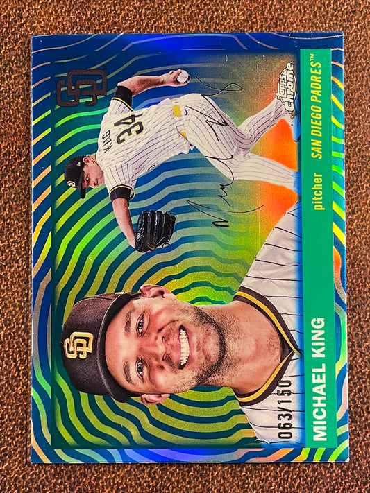 Michael King - 2025 Topps Chrome Platinum - BLUE Vibrations Refractor /150 - Padres