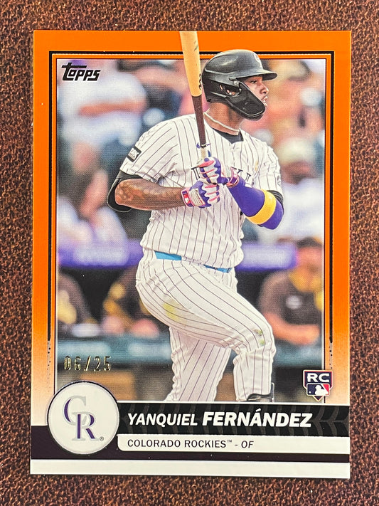 Yanquiel Fernandez - 2026 Topps Flagship - ORANGE Rookie /25 - Rockies