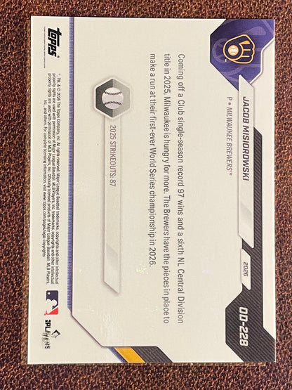 Jacob Misiorowski - 2026 Topps Now Road to Opening Day - GOLD Foil /50 - Brewers