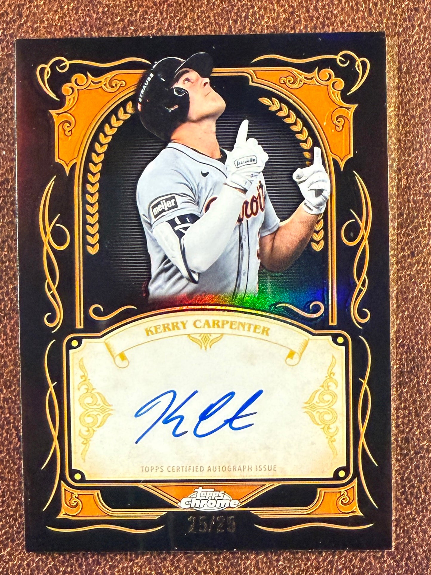 Kerry Carpenter - 2026 Topps Chrome - ORANGE Ink Stroke AUTO 25/25 Bookend - Tigers
