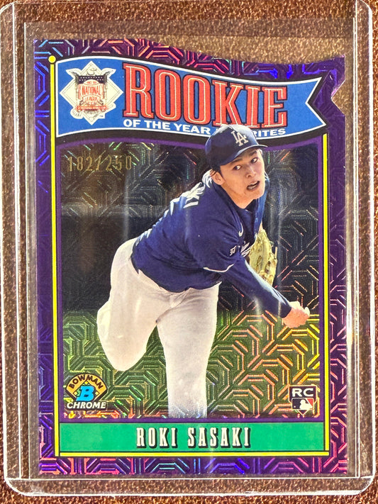 Roki Sasaki - 2025 Bowman Draft - PURPLE Rookie of the Year MOJO /250 - Dodgers