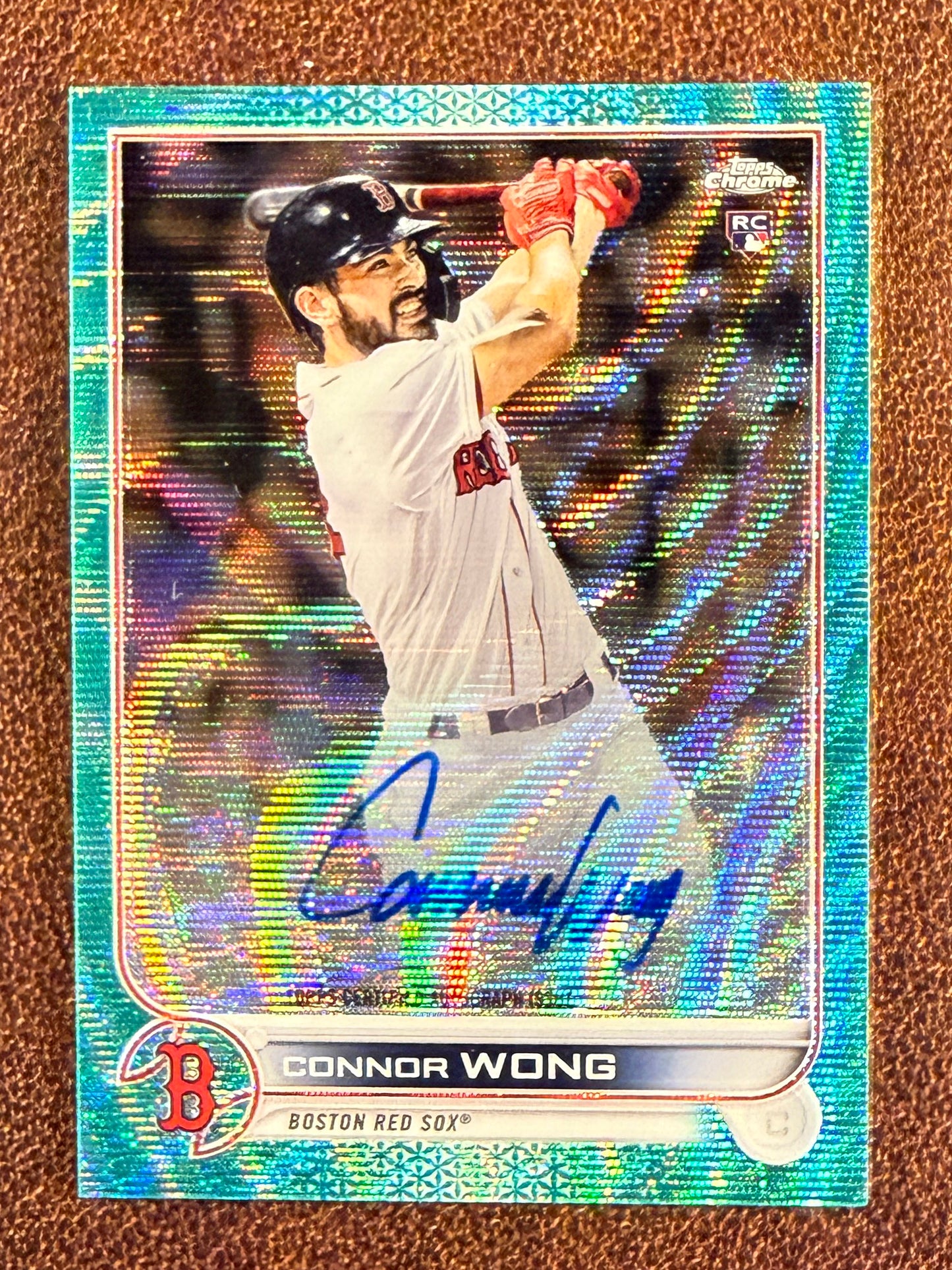 Connor Wong - 2022 Topps Chrome - Rookie AQUA Wave AUTO /199 - Red Sox