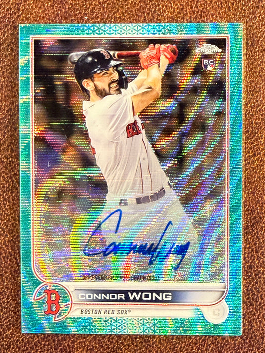 Connor Wong - 2022 Topps Chrome - Rookie AQUA Wave AUTO /199 - Red Sox